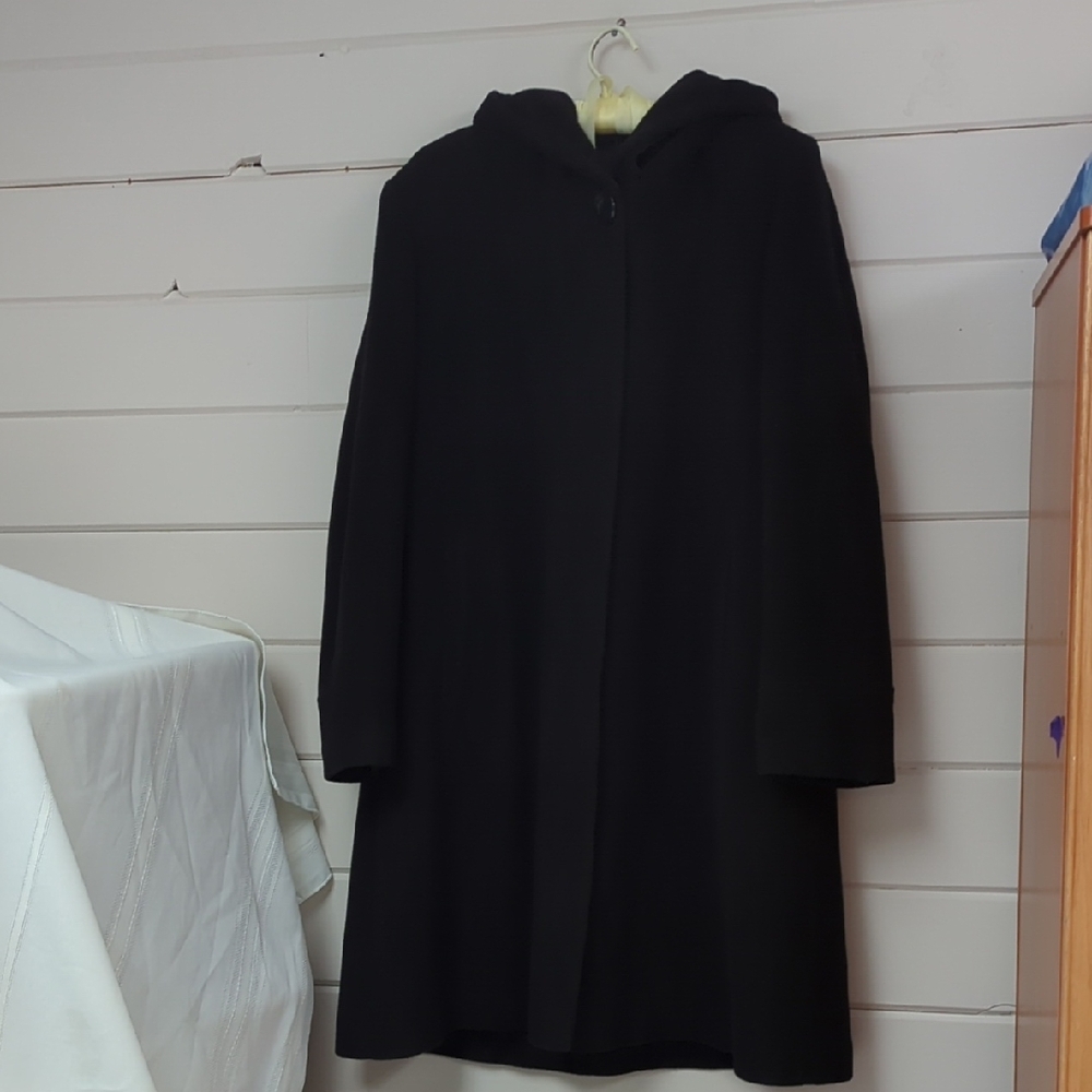 Women's Black Hooded Coat